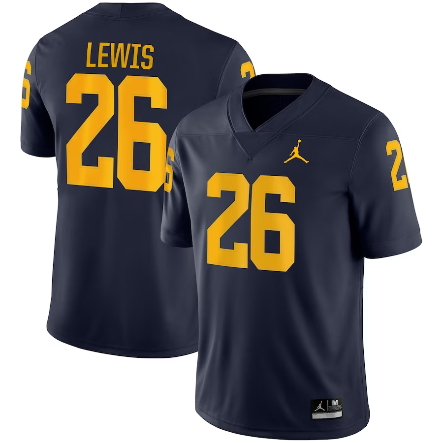 Men's Michigan Wolverines Jourdan Lewis #26 Navy Alumni Jersey
